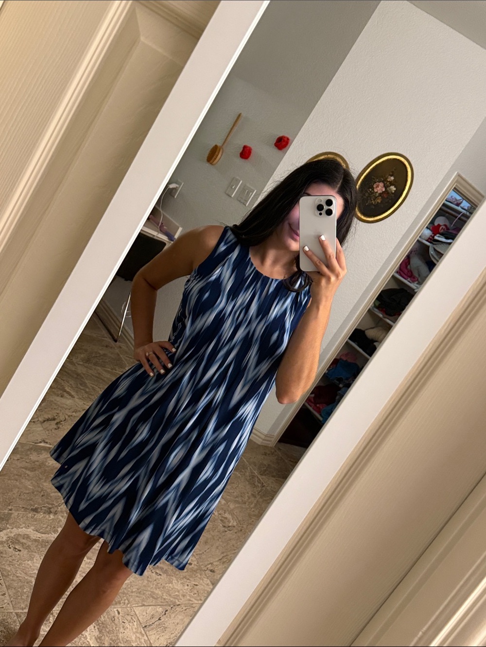 Calvin Klein Blue and White Women's Dress
